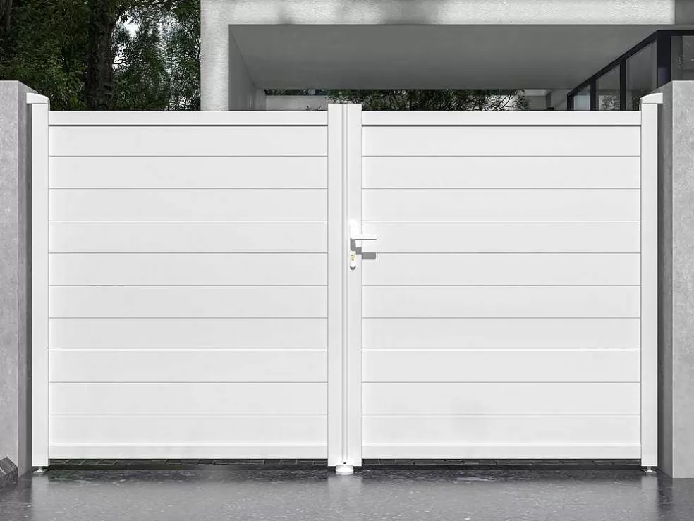 EXPERTLAND Portão De Batente Aluminio C305 X A181 Cm Branco - Nazario* Porta E Portão