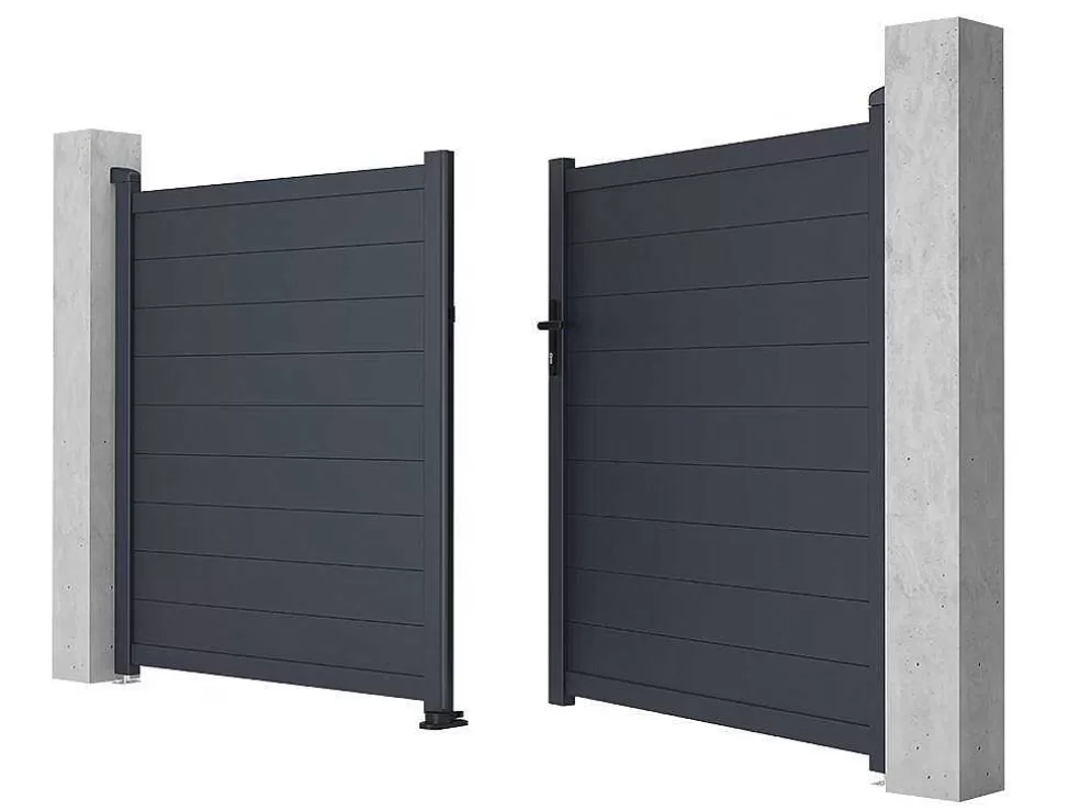 EXPERTLAND Portão De Batente Antracite Em Aluminio De C300 X A158 Cm - Nazario* Porta E Portão