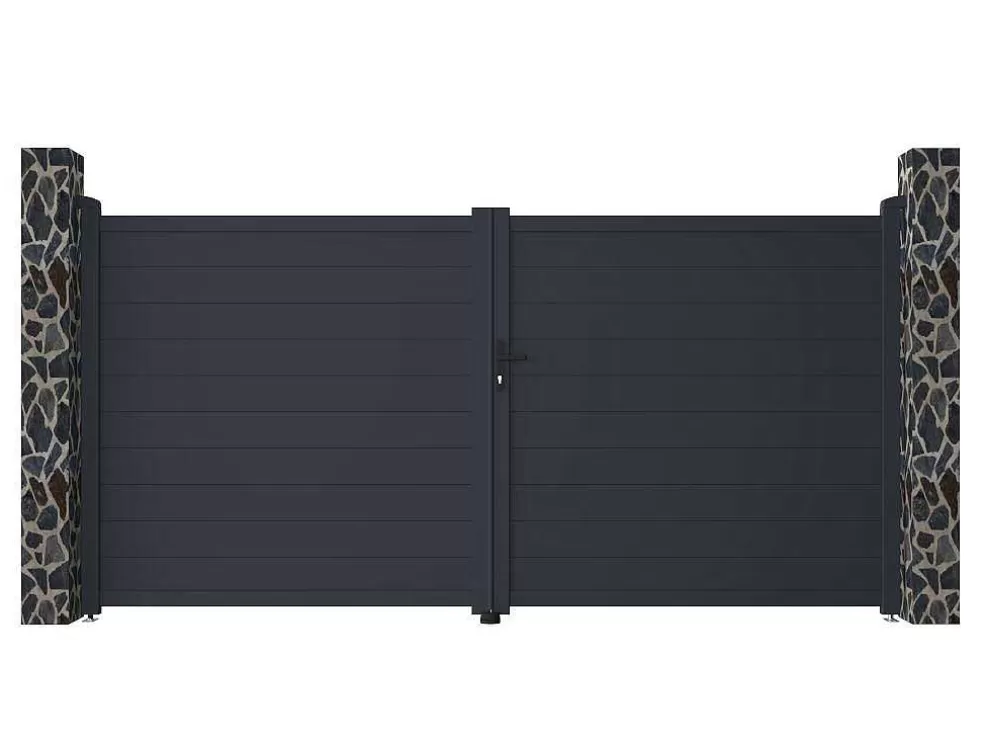 EXPERTLAND Portão De Batente Antracite Em Aluminio De C350 X A173 Cm - Nazario* Porta E Portão