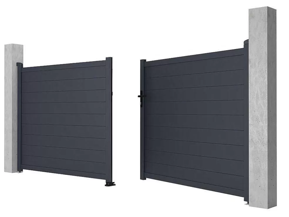 EXPERTLAND Portão De Batente Antracite Em Aluminio De C392 X A158 Cm - Nazario* Porta E Portão