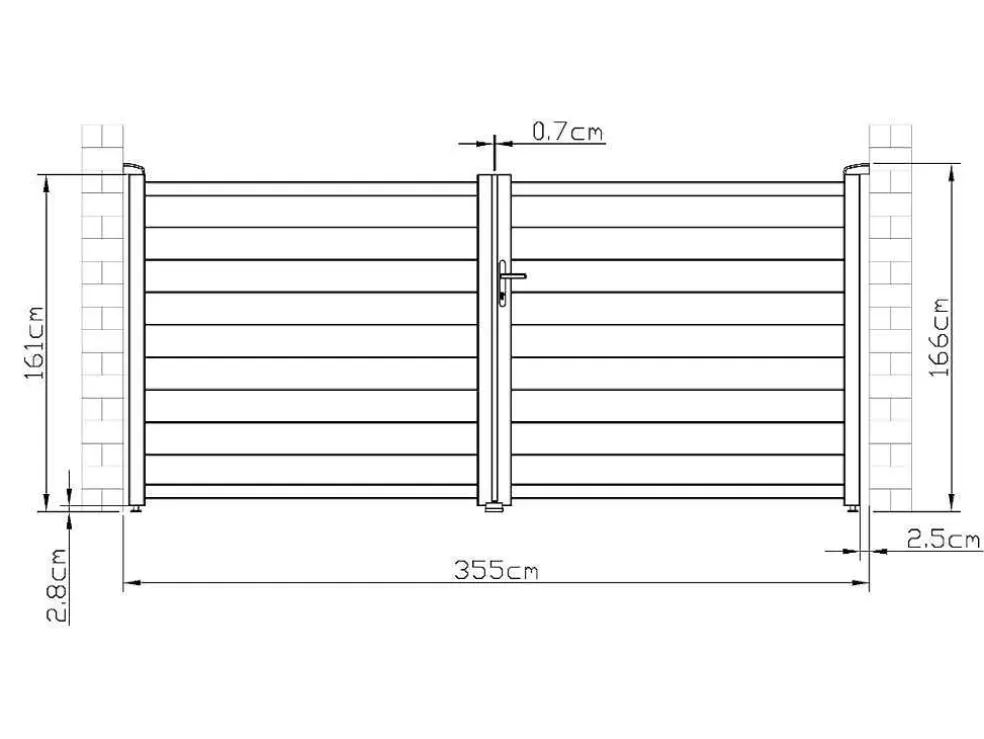 EXPERTLAND Portão De Batente Antracite Em Aluminio De C350 X A158 Cm - Nazario* Porta E Portão