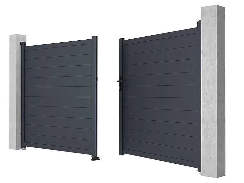 EXPERTLAND Portão De Batente Antracite Em Aluminio De C350 X A173 Cm - Nazario* Porta E Portão