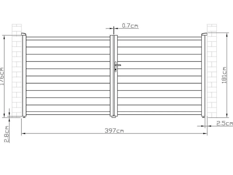 EXPERTLAND Portão De Batente Antracite Em Aluminio De C392 X A173 Cm - Nazario* Porta E Portão