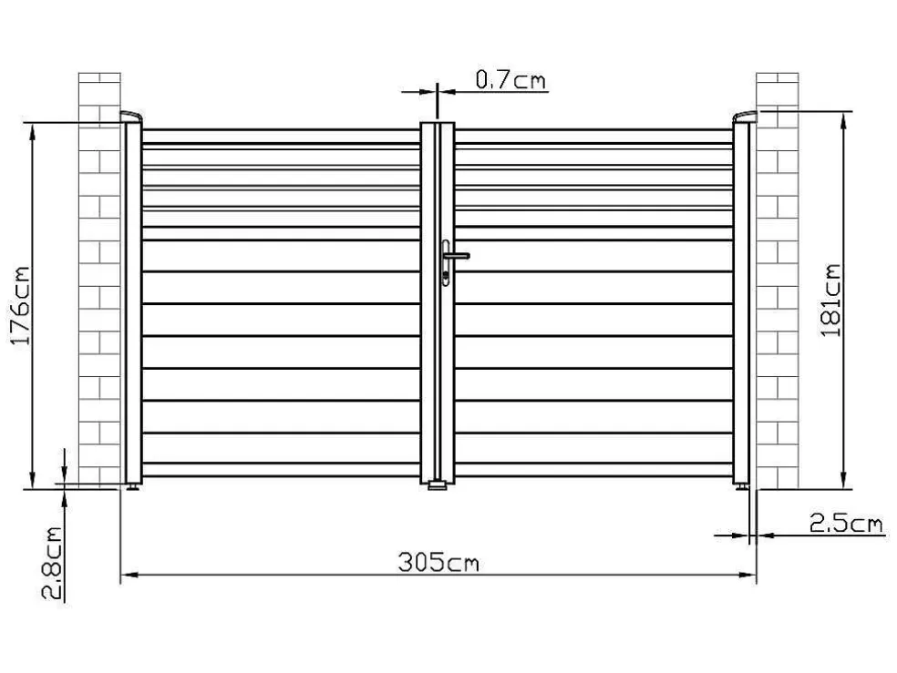EXPERTLAND Portão De Batente Em Aluminio Estilo Persiana De C305 X A181 Cm Cor Antracite - Viazo* Porta E Portão