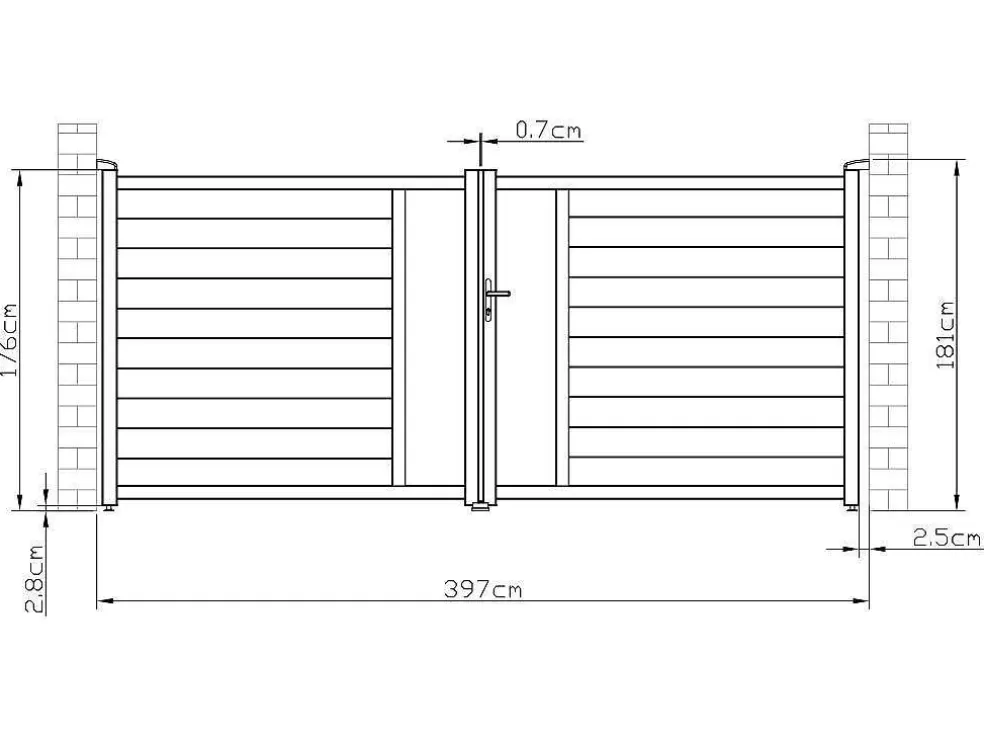 EXPERTLAND Portão De Batente Em Aluminio Semiperfurado Com Motivos De C397 X A181 Cm Cor Antracite - Gregor* Porta E Portão