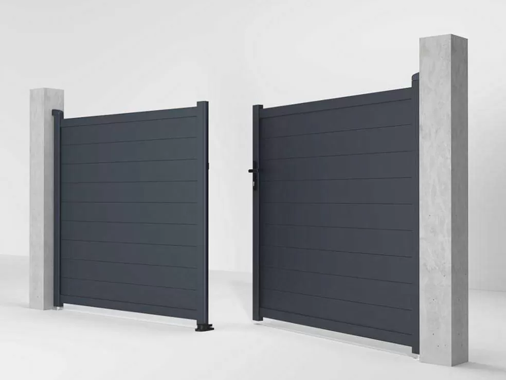 EXPERTLAND Portão De Batente Motorizado Em Aluminio Antracite De C355 X A166 Cm - Nazario* Porta E Portão
