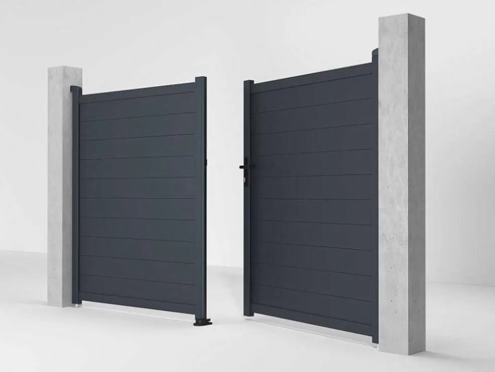 EXPERTLAND Portão De Batente Motorizado Em Aluminio Antracite De C306 X A181 Cm - Nazario* Porta E Portão