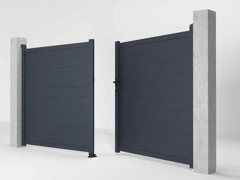 EXPERTLAND Portão De Batente Motorizado Em Aluminio Antracite De C355 X A181 Cm - Nazario* Porta E Portão