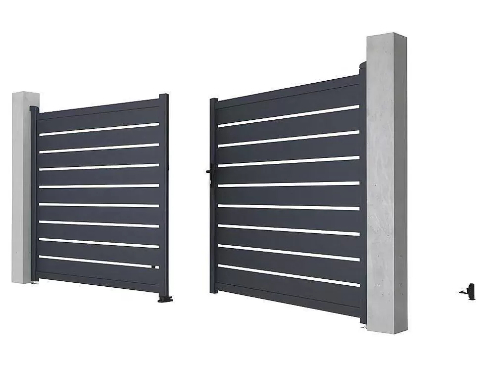 EXPERTLAND Portão De Batente Perfurado Antracite Em Aluminio De C392 X A176 Cm - Primo* Porta E Portão