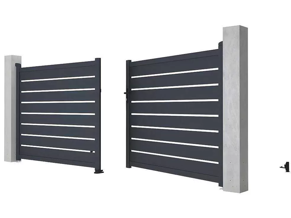 EXPERTLAND Portão De Batente Perfurado Antracite Em Aluminio De C392 X A158 Cm - Primo* Porta E Portão