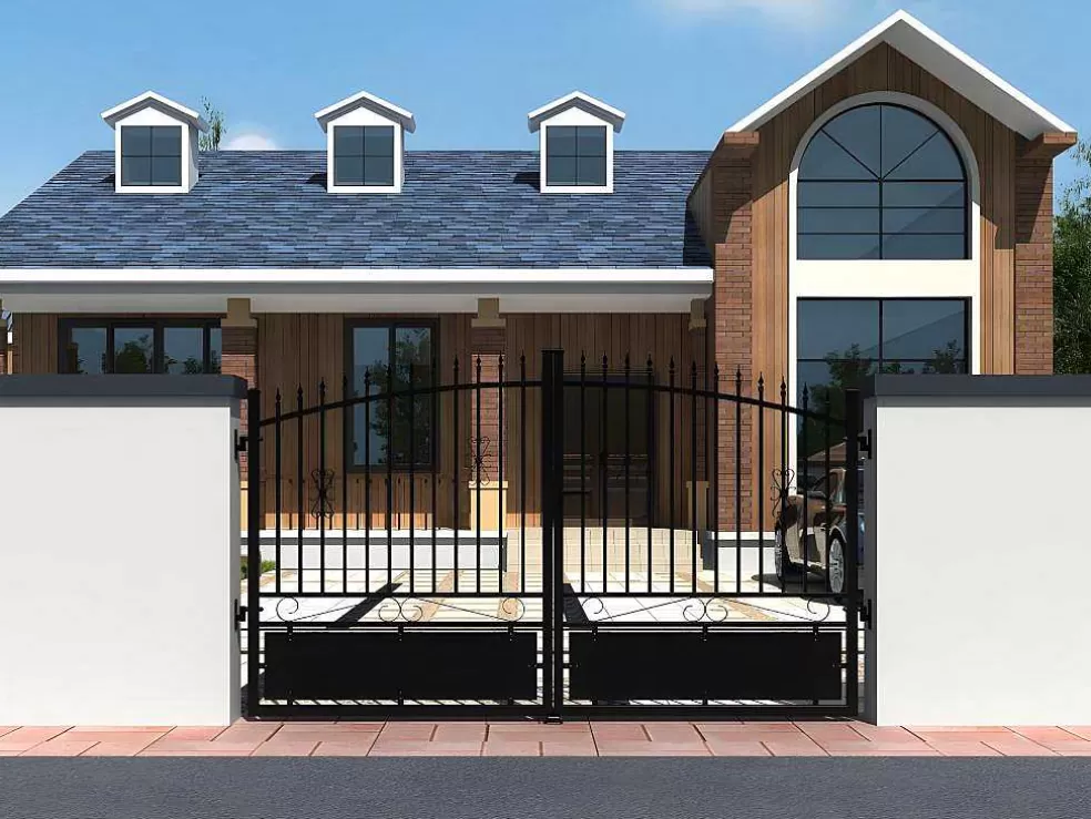 EXPERTLAND Portão De Batente Preto Em Aluminio De C350 X A160/180 Cm - Nerbis* Porta E Portão