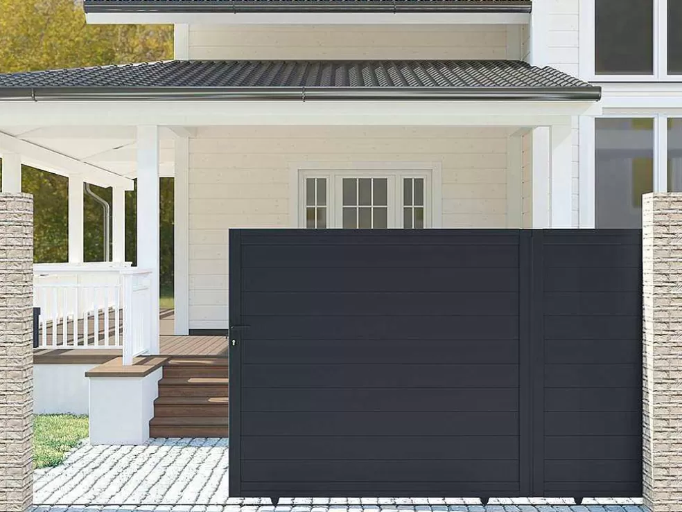 EXPERTLAND Portão De Correr Em Aluminio Antracite De C392 X A173 Cm - Nazario* Porta E Portão