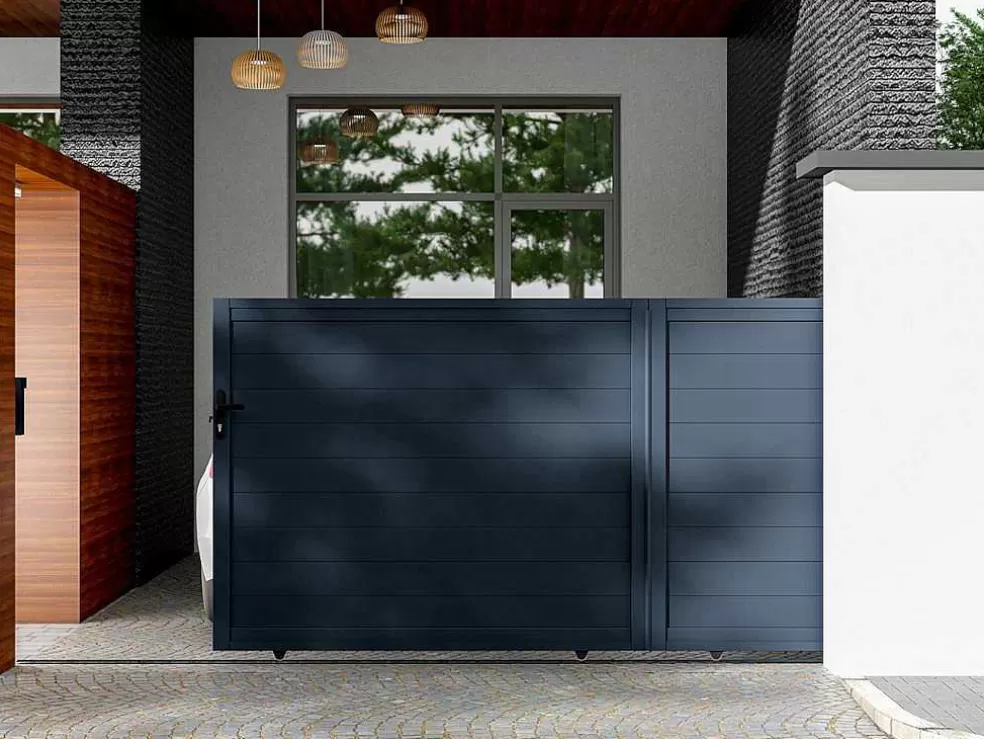 EXPERTLAND Portão De Correr Em Aluminio Antracite De C392 X A158 Cm - Nazario* Porta E Portão