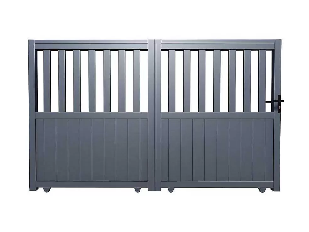 EXPERTLAND Portão De Correr Em Aluminio Perfurado De L343 X A140 Cm Cor Antracite Em Kit - Tarnos Ii* Porta E Portão