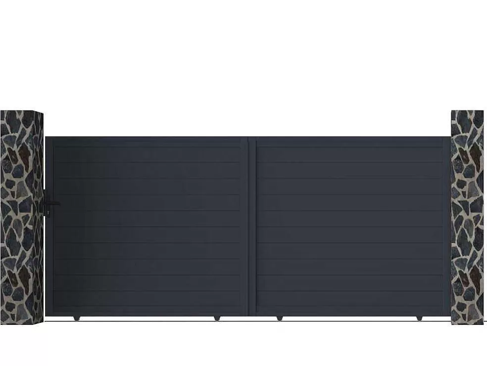 EXPERTLAND Portão De Correr Motorizado Em Aluminio Antracite De C392 X A173 Cm - Nazario* Porta E Portão
