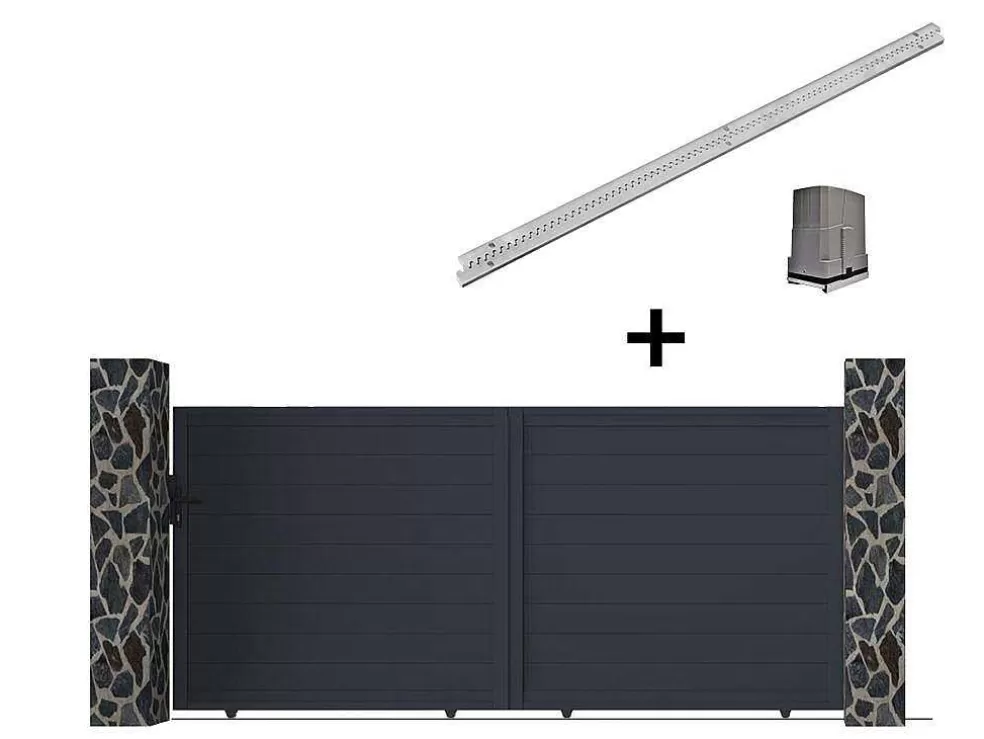 EXPERTLAND Portão De Correr Motorizado Em Aluminio Antracite De C392 X A173 Cm - Nazario* Porta E Portão