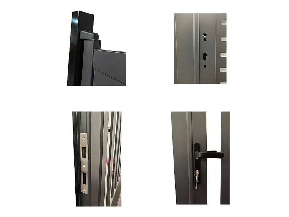 EXPERTLAND Portão Eletrico De Batente Em Aluminio Semiperfurado Com Motivos De L350 X A164 Cm Cor Antracite Em Kit - Labrit Ii* Porta E Portão