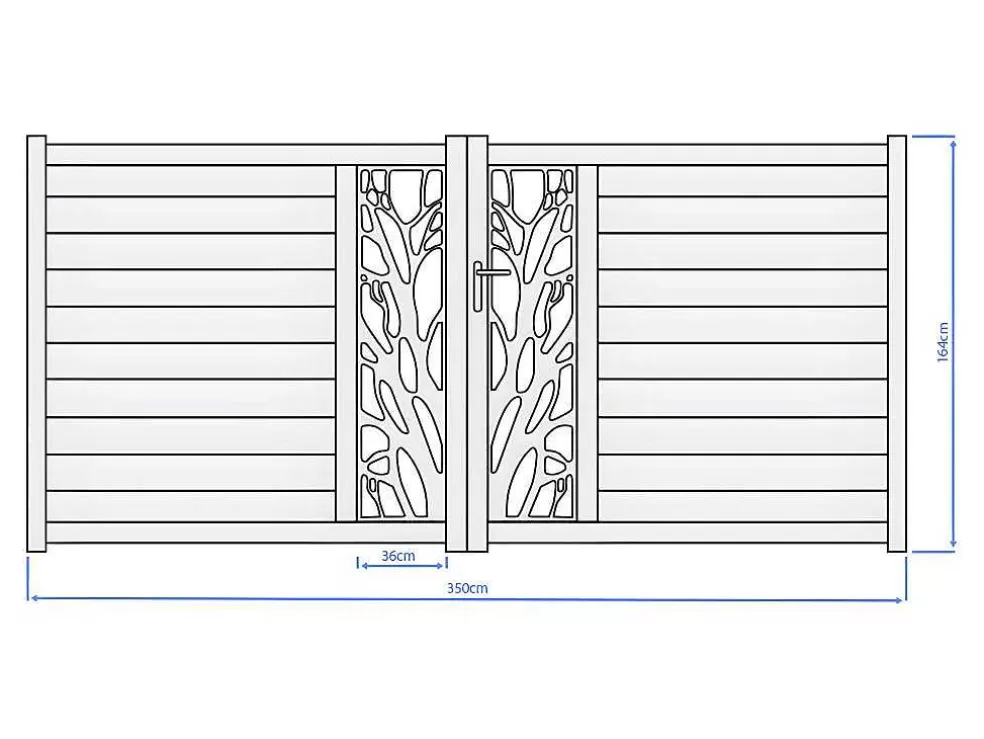 EXPERTLAND Portão Eletrico De Batente Em Aluminio Semiperfurado Com Motivos De L350 X A164 Cm Cor Antracite Em Kit - Labrit Ii* Porta E Portão