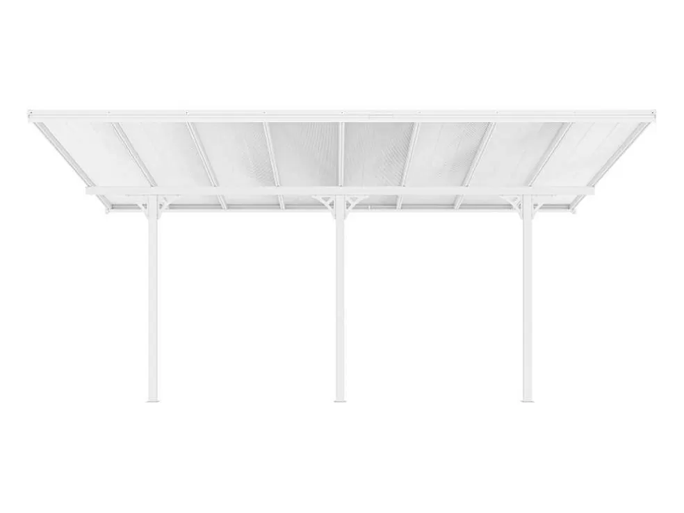 EXPERTLAND Pérgola Abrigo Para Carros Adossado Aluminio 15,1 M Branco - Alvaro* Pérgola, Coreto, Quiosque