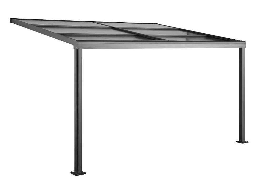 EXPERTLAND Pérgola De Encostar A Parede Com Teto De Correr 12 M Antracite - Izeda* Pérgola, Coreto, Quiosque