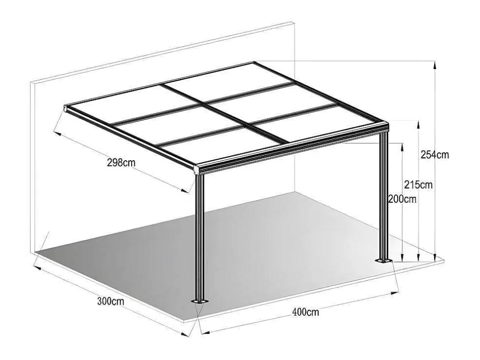 EXPERTLAND Pérgola De Encostar A Parede Com Teto De Correr 12 M Antracite - Izeda* Pérgola, Coreto, Quiosque