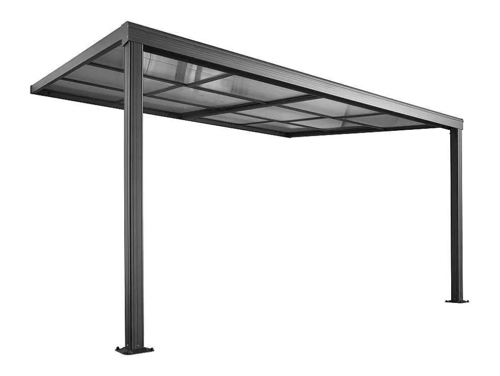EXPERTLAND Pérgola De Encostar A Parede Com Teto De Correr 12 M Antracite - Izeda* Pérgola, Coreto, Quiosque
