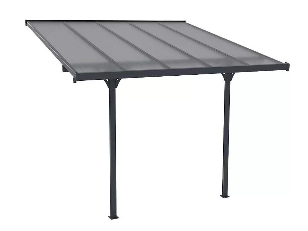 EXPERTLAND Pérgola De Parede Em Aluminio 9,5 M Antracite De C314 X L305 X A240/285 Cm - Alvaro* Pérgola, Coreto, Quiosque