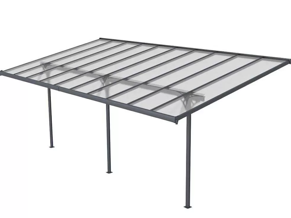 EXPERTLAND Pérgola De Parede Em Aluminio 18,8 M Antracite De C618 X L305 X A240/285 Cm - Alvaro* Pérgola, Coreto, Quiosque