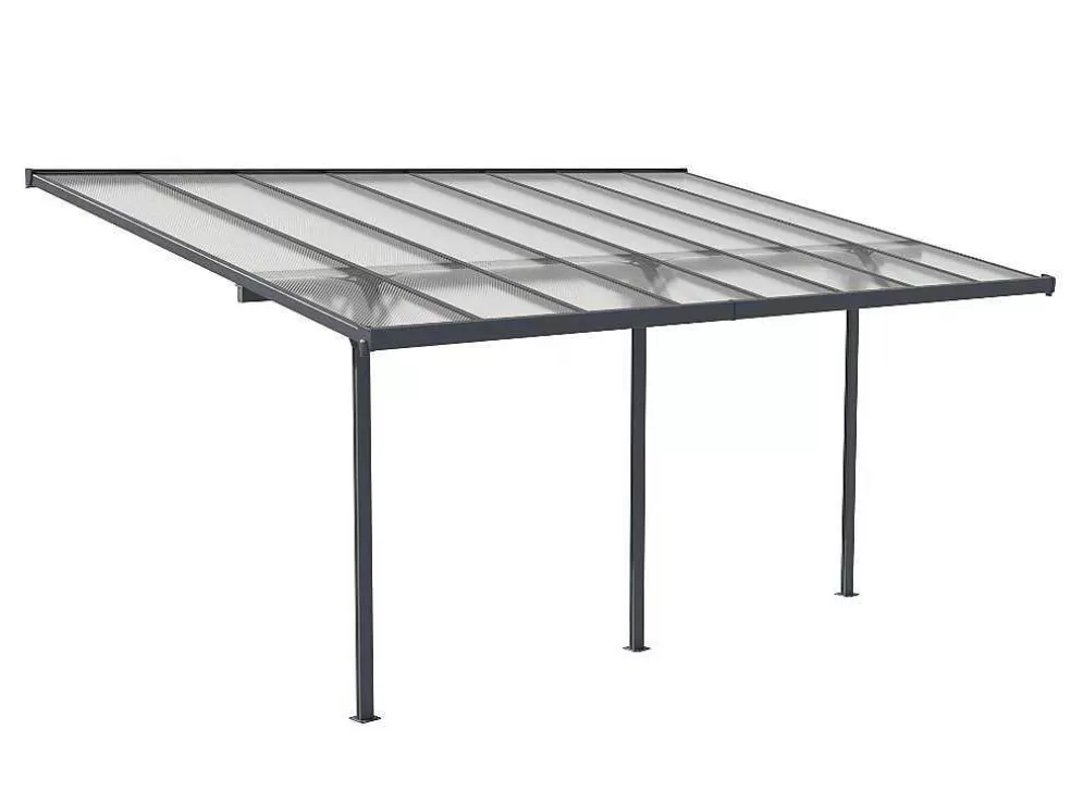 EXPERTLAND Pérgola De Parede Em Aluminio 15,1 M Antracite De C497 X L305 X A240/285 Cm - Alvaro* Pérgola, Coreto, Quiosque
