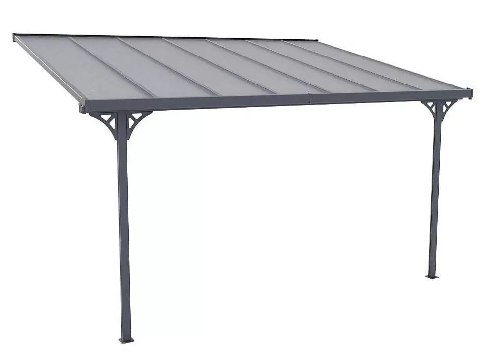 EXPERTLAND Pérgola De Parede Em Aluminio 13,2 M Antracite De C436 X L305 X A240/285 Cm - Alvaro* Pérgola, Coreto, Quiosque