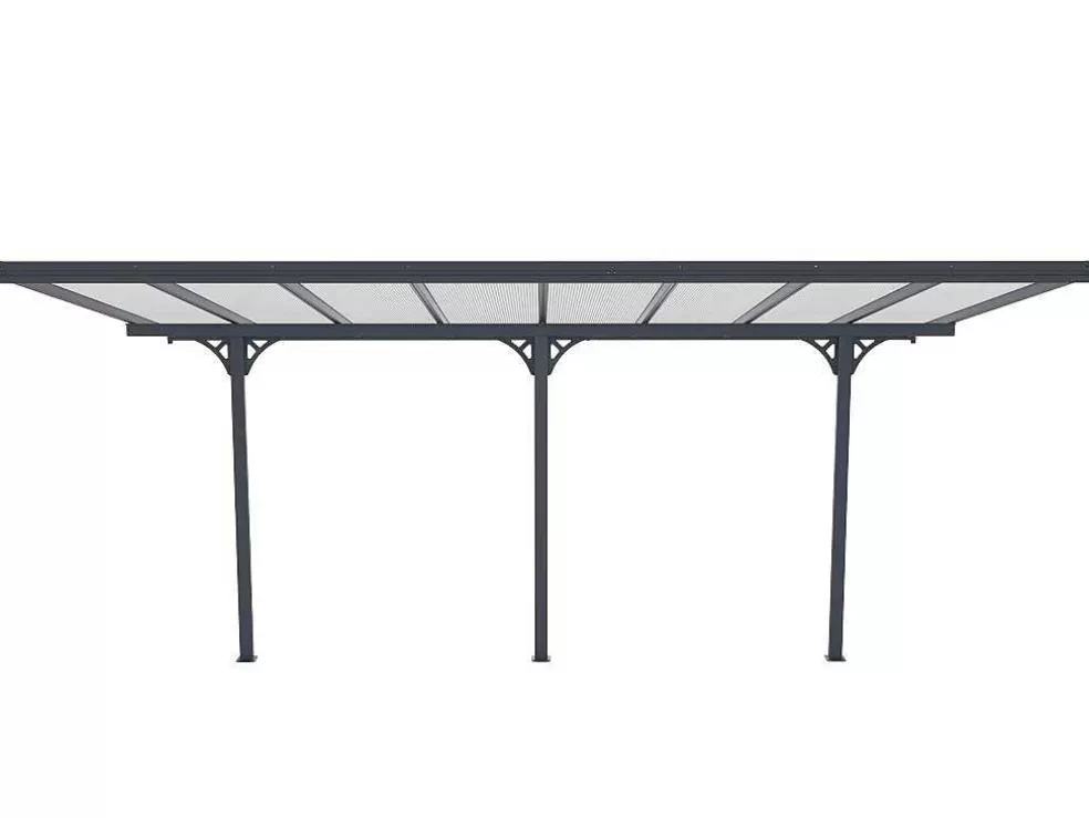 EXPERTLAND Pérgola De Parede Em Aluminio 15,1 M Antracite De C497 X L305 X A240/285 Cm - Alvaro* Pérgola, Coreto, Quiosque