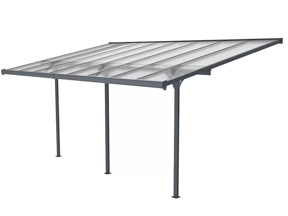 EXPERTLAND Pérgola De Parede Em Aluminio 15,1 M Antracite De C497 X L305 X A240/285 Cm - Alvaro* Pérgola, Coreto, Quiosque