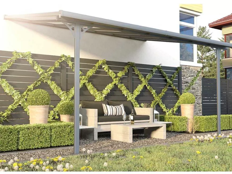 EXPERTLAND Pérgola De Parede Em Aluminio 13,2 M Antracite De C436 X L305 X A240/285 Cm - Alvaro* Pérgola, Coreto, Quiosque