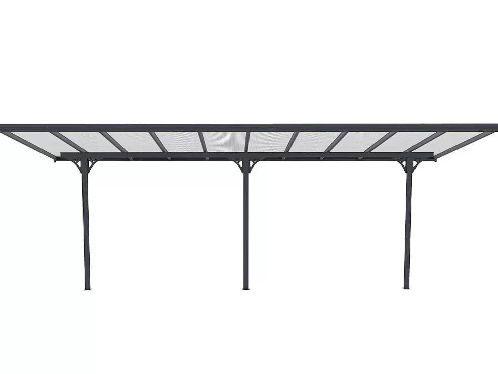 EXPERTLAND Pérgola De Parede Em Aluminio 18,8 M Antracite De C618 X L305 X A240/285 Cm - Alvaro* Pérgola, Coreto, Quiosque