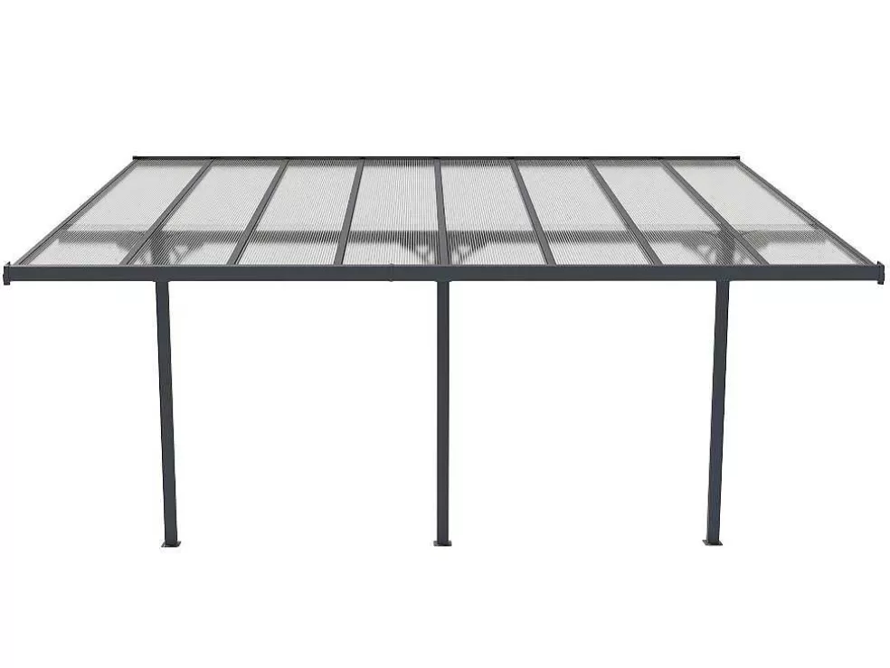 EXPERTLAND Pérgola De Parede Em Aluminio 15,1 M Antracite De C497 X L305 X A240/285 Cm - Alvaro* Pérgola, Coreto, Quiosque