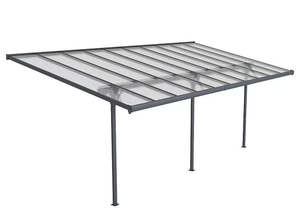 EXPERTLAND Pérgola De Parede Em Aluminio 18,8 M Antracite De C618 X L305 X A240/285 Cm - Alvaro* Pérgola, Coreto, Quiosque