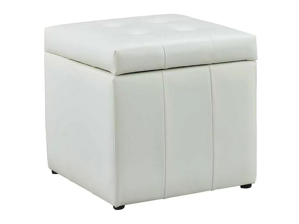 Vente-unique Pufe Com Compartimento De Arrumação Serafino Em Pele Sintética - Branco* Puff