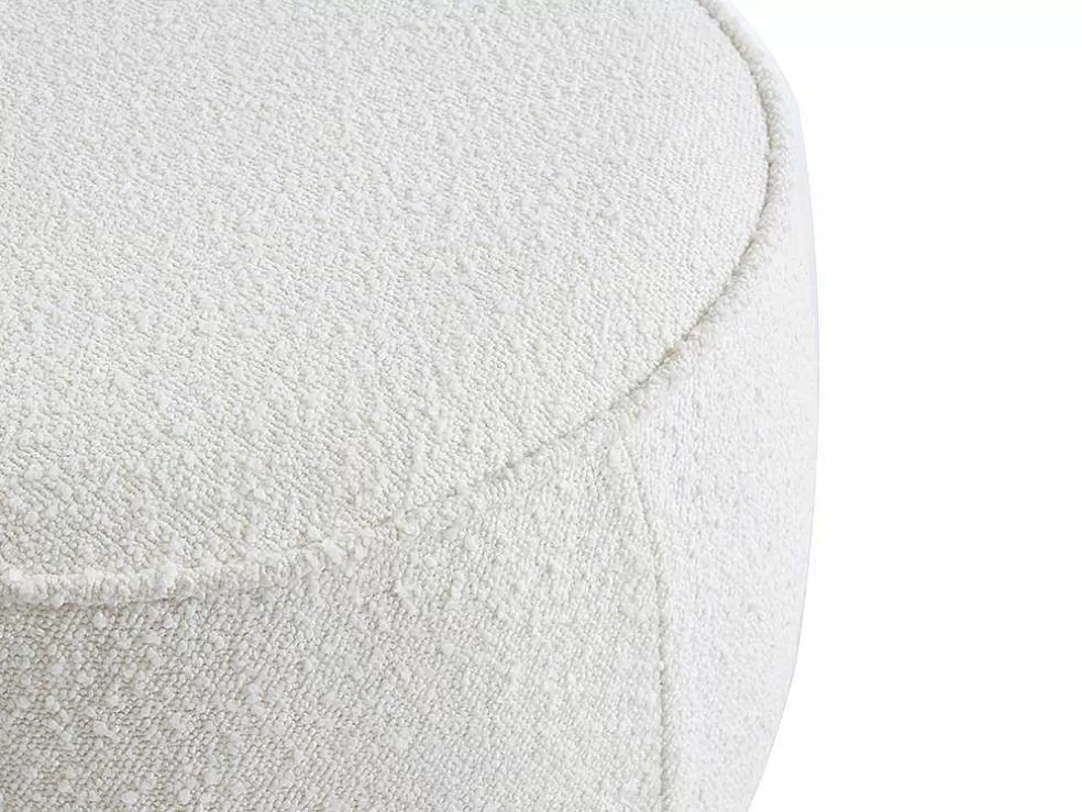 Vente-unique Pufe Em Tecido Boucle E Base Em Madeira Clara - Miloden* Puff