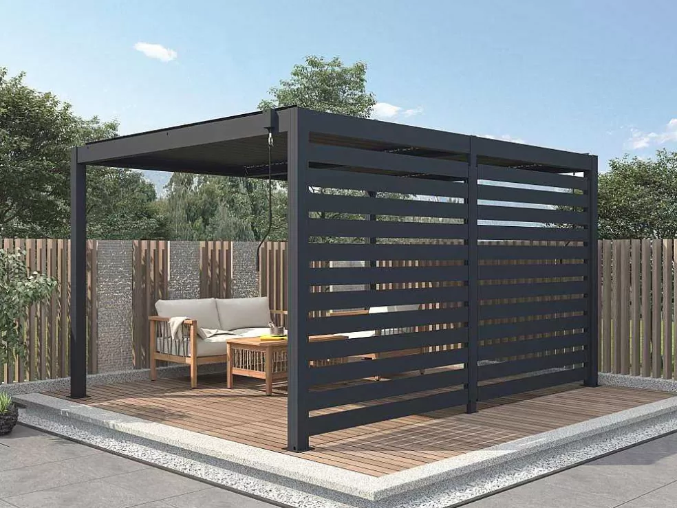 Vente-unique Quebra-Sol Orientavel Aluminio Para Pérgola Bioclimatica Antracite L3,68 X A2,2 M - Bolsena* Pérgola, Coreto, Quiosque