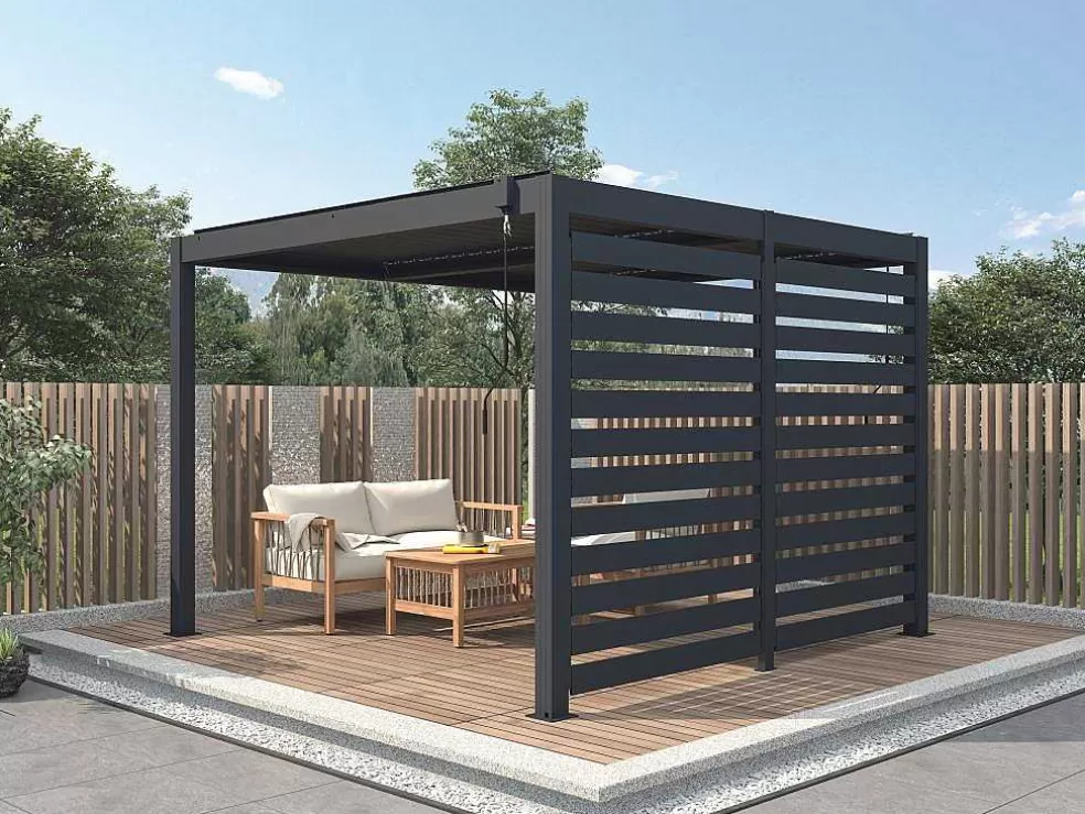 EXPERTLAND Quebra-Sol Orientavel Aluminio Para Pérgola Bioclimatica Antracite L2,78 X A2,2 M - Bolsena* Pérgola, Coreto, Quiosque