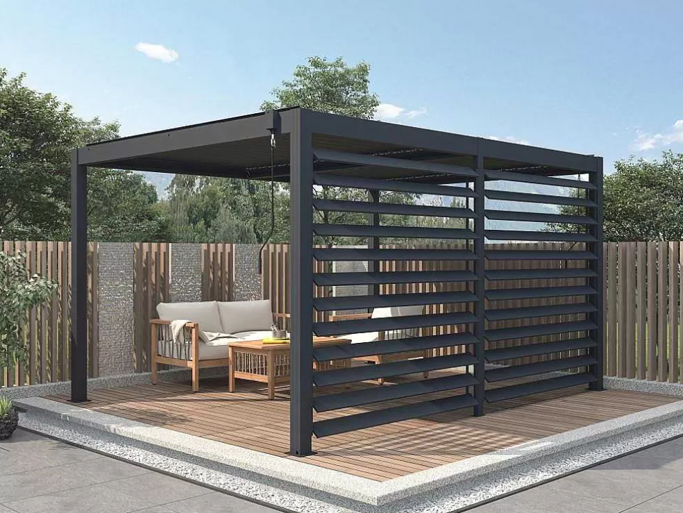 Vente-unique Quebra-Sol Orientavel Aluminio Para Pérgola Bioclimatica Antracite L3,68 X A2,2 M - Bolsena* Pérgola, Coreto, Quiosque