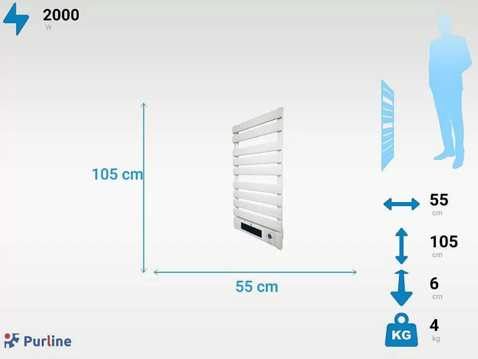 Purline Radiador De Toalheiro De Aluminio De 2000 W Com Aquecedor De Ceramica* Promoções Casa De Banho & Bem-Estar