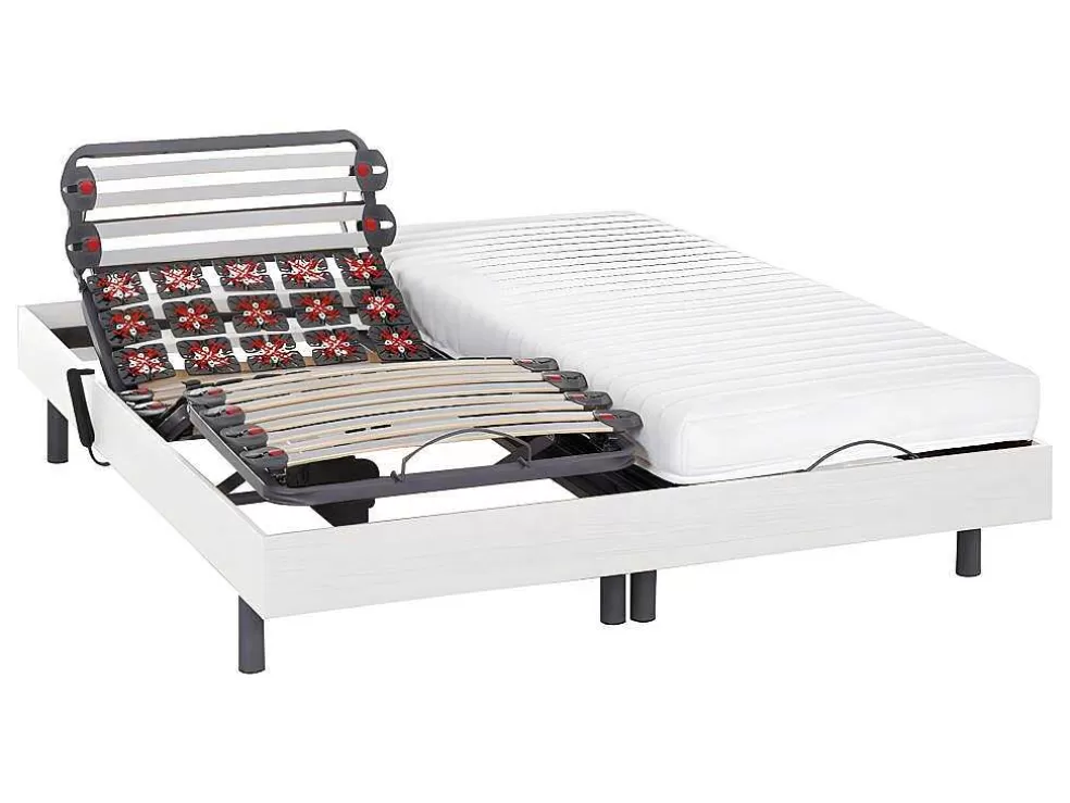 DREAMEA Relaxamento Ripas E Estacas - Látex Pandora Ii De - Motores Okin - Branco - 2X80X200 Cm* Cama Articulada