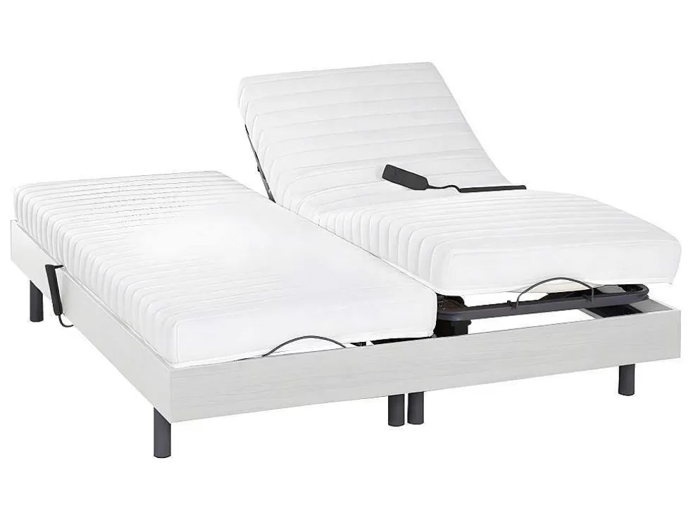 DREAMEA Relaxamento Ripas E Estacas - Látex Pandora Ii De - Motores Okin - Branco - 2X80X200 Cm* Cama Articulada