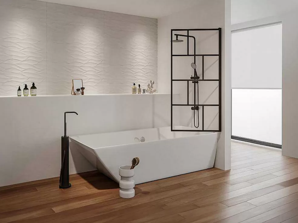 Shower & Design Resguardo De Banheira Estilo Industrial 70X140 Cm, Preto Fosco, Vidro - Rivanon* Resguardo De Banheira