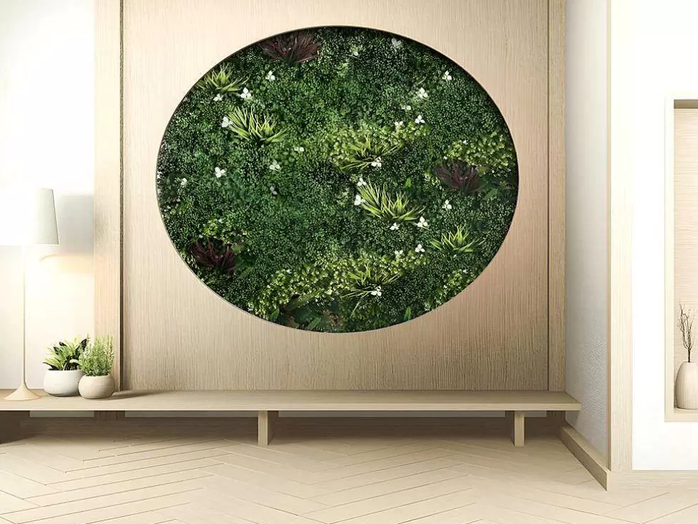 Vente-unique Revestimento De Parede Vegetal Sintetico Pack De 1M Cor Verde - Lahti* Revestimento De Parede Vegetal