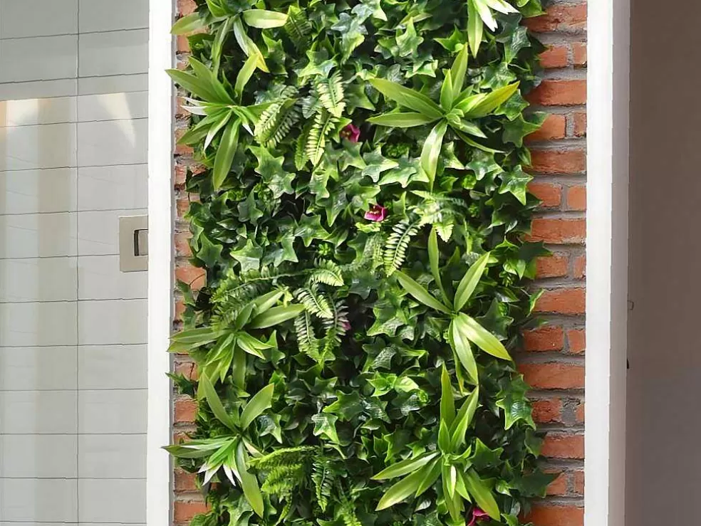 Vente-unique Revestimento De Parede Vegetal Sintetico Verde, Pack De 3M - Ikaz* Revestimento De Parede Vegetal