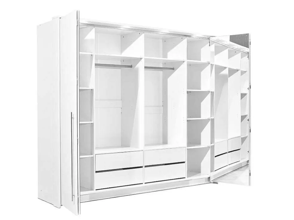 Vente-unique Roupeiro 2 Portas Com Espelho E Leds De C255 Cm Cor Branco - Ingina* Armário E Roupeiro