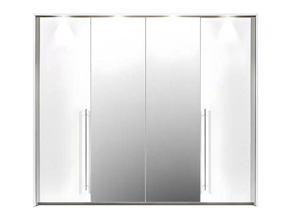 Vente-unique Roupeiro 2 Portas Com Espelho E Leds De C255 Cm Cor Branco - Ingina* Armário E Roupeiro