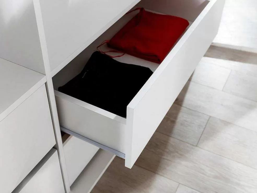 Vente-unique Roupeiro 2 Portas Com Espelho E Leds De C255 Cm Cor Branco - Ingina* Armário E Roupeiro